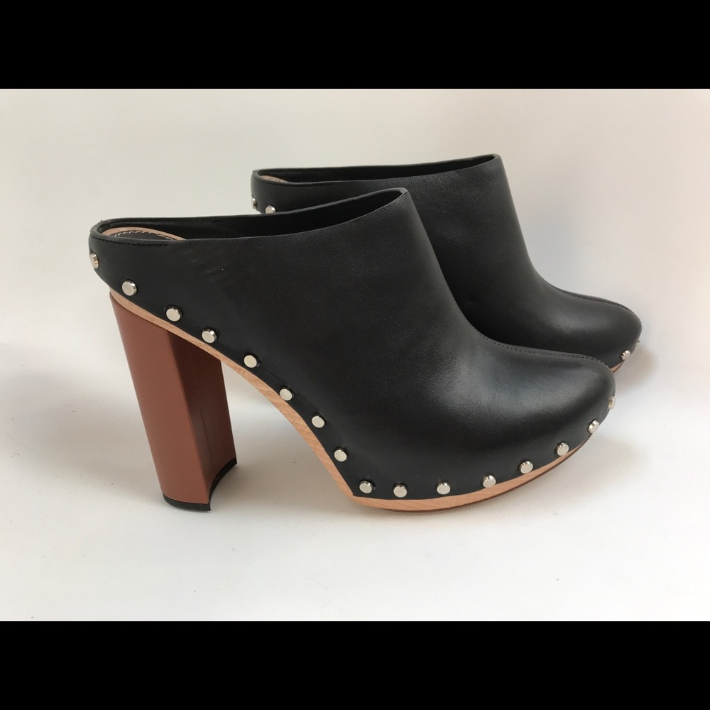 Proenza Schouler leather & wood heeled mules